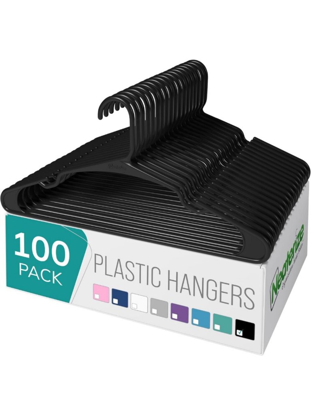 100 Pack Plastic Clothes Hangers - Space-Saving Coat Hangers for Closet